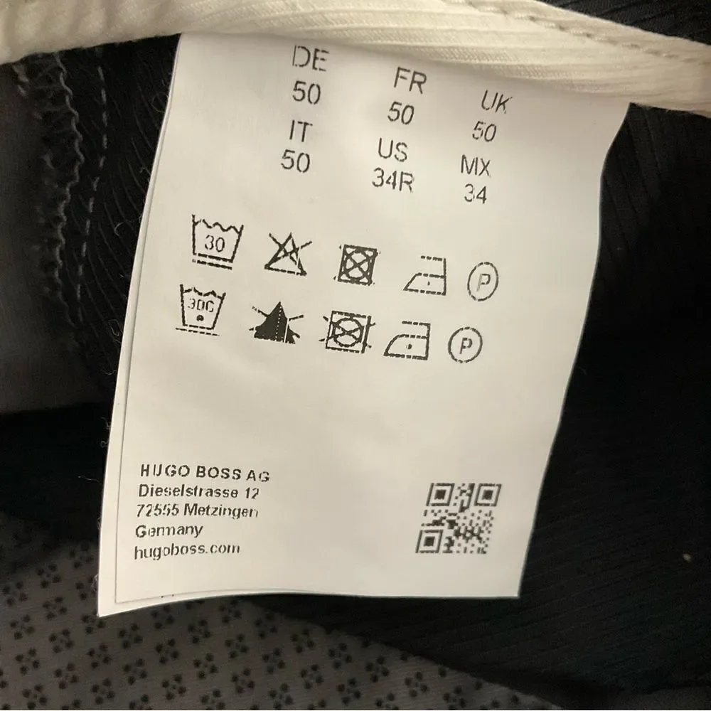 Hugo Boss Men's Pants 34 R Gray Stretch‎ Geometric Print Flat Front Casual Pants